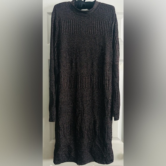 Ophelia Roe black/multicolor Metallic midi Dress, size 2X - Picture 1 of 4